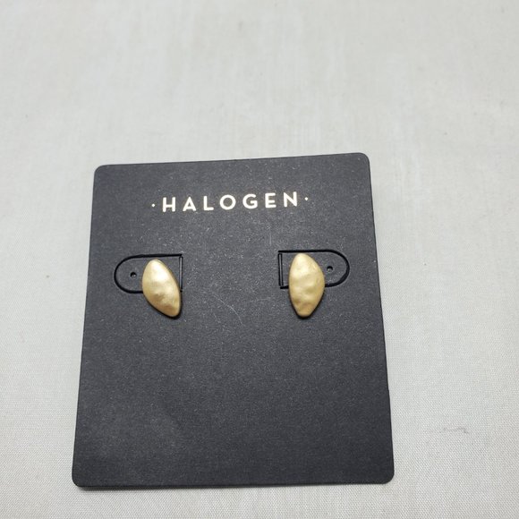 Halogen Matt gold stud pierced earring - Picture 2 of 4